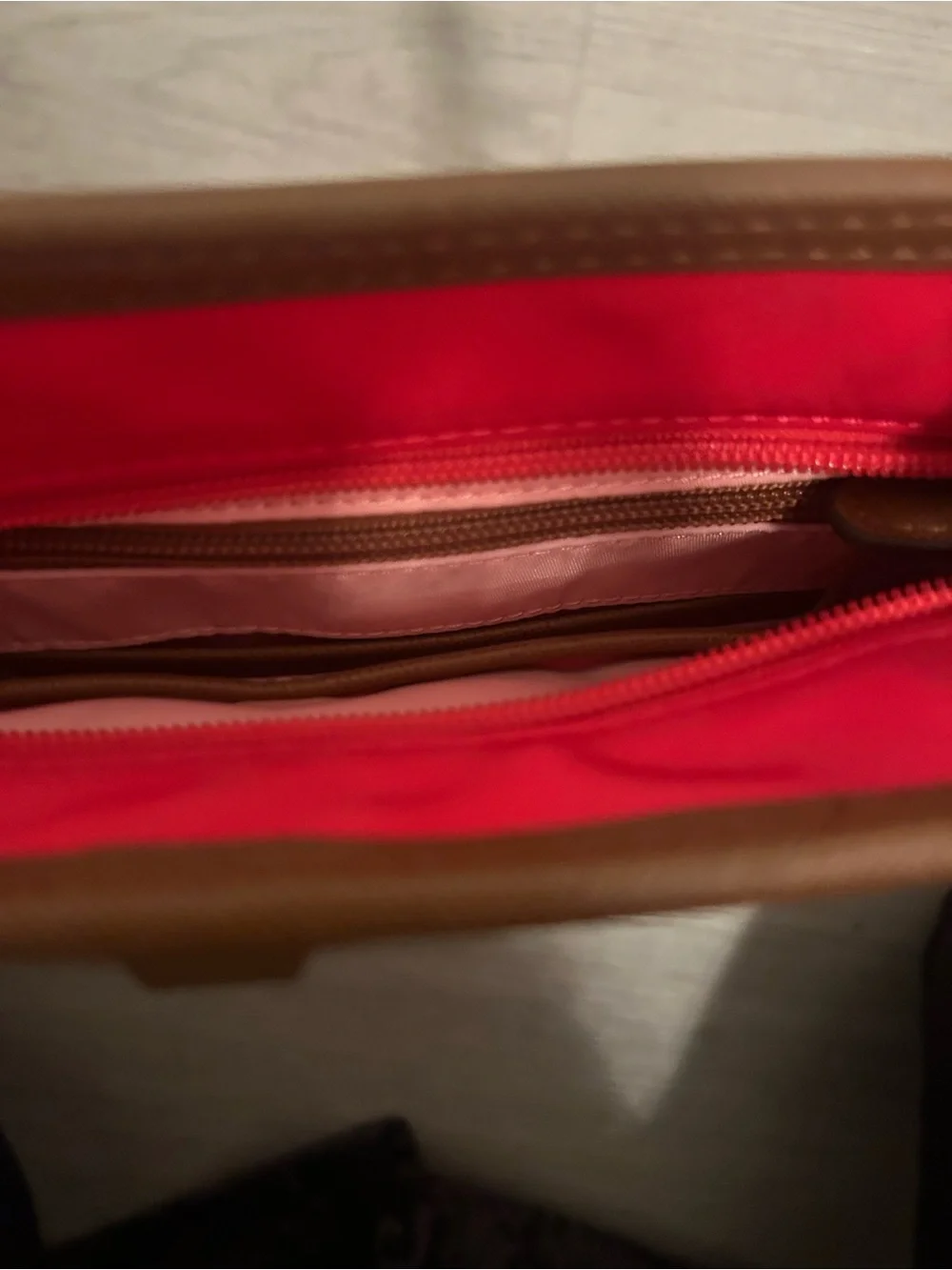 Michael Kors Red Crossbody with Brown Trim and Gold Hardware
